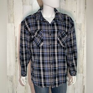 Workwear Flannel 2XL | Heavy Flannel | Men’s Button Down | Blue Plaid